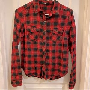 Rosette by Be Cool Flannel Button Down Shirt Size Small